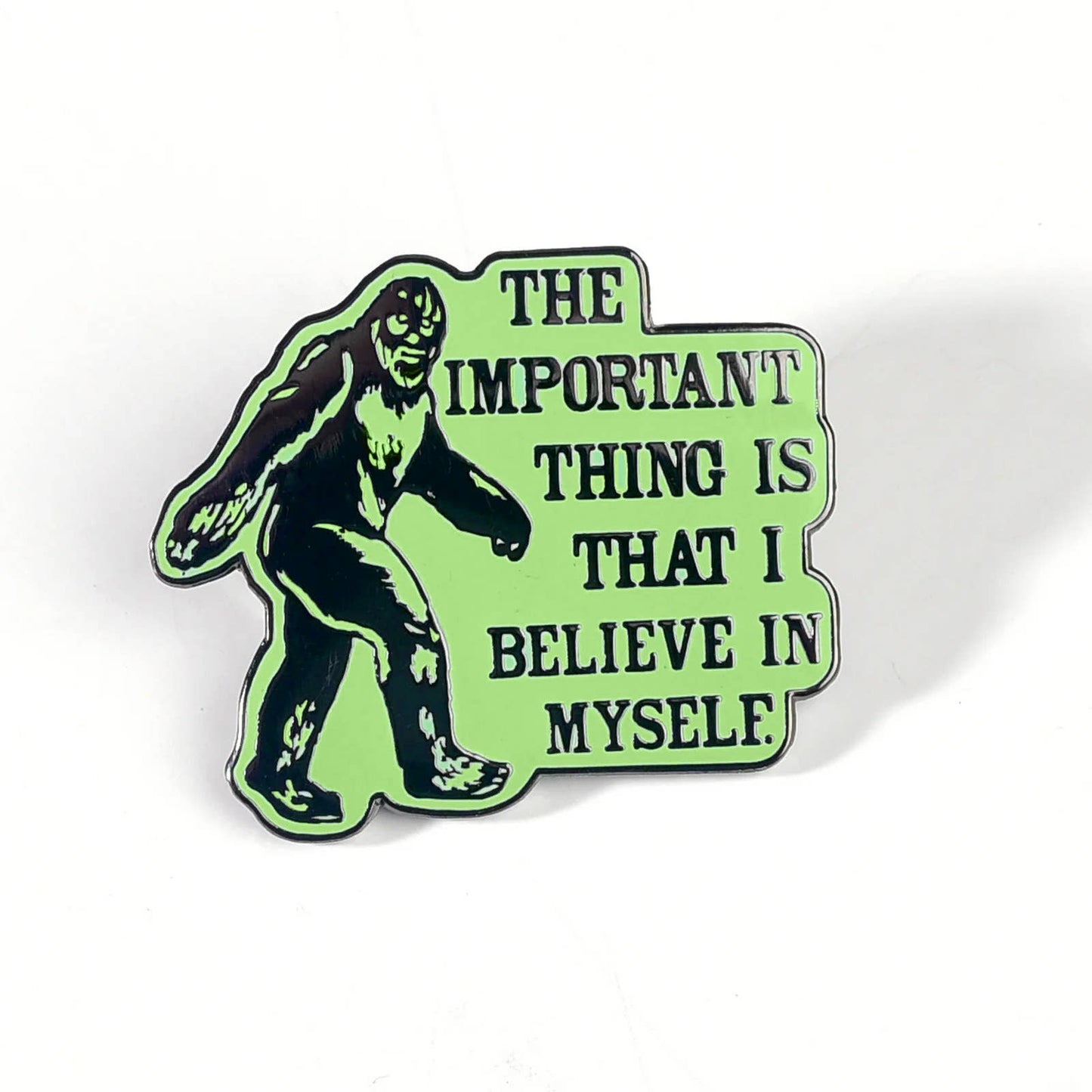 Bigfoot Believe Enamel Pin: Green