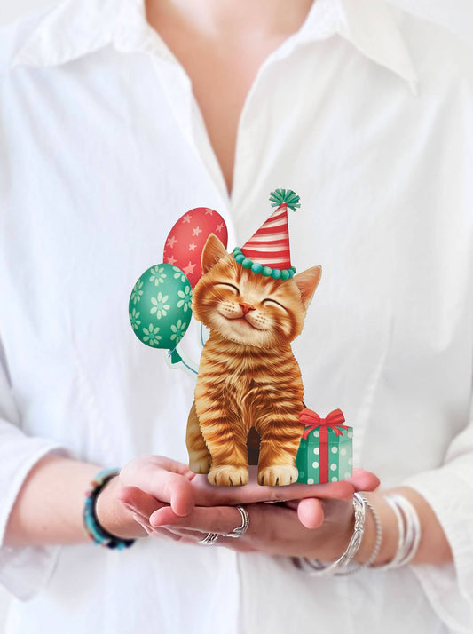 FreshCut Paper LLC - Mini Birthday Kitten (10 Mini Pop-up Greeting Cards)