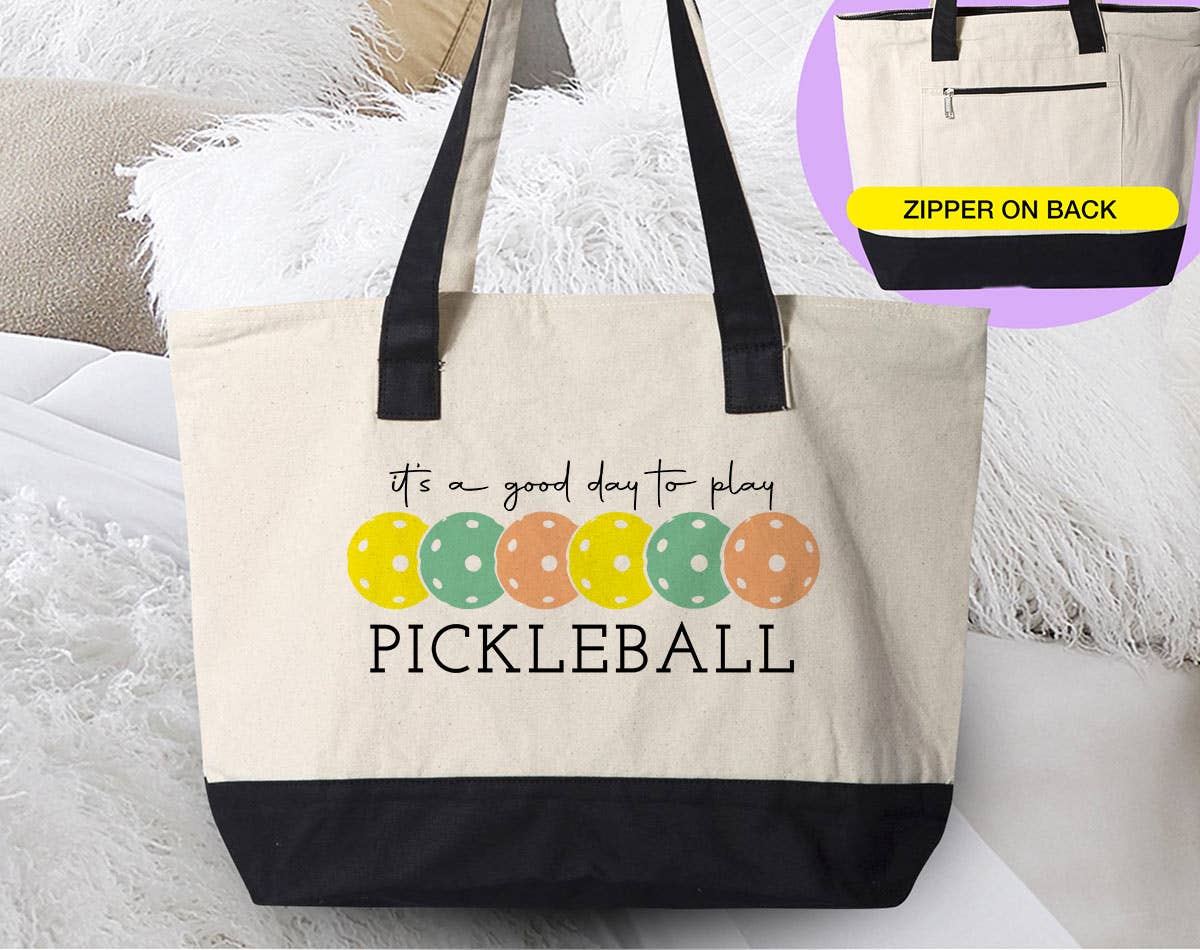 Good Day To Pickleball -  Pickle Ball Canvas Zipper Tote