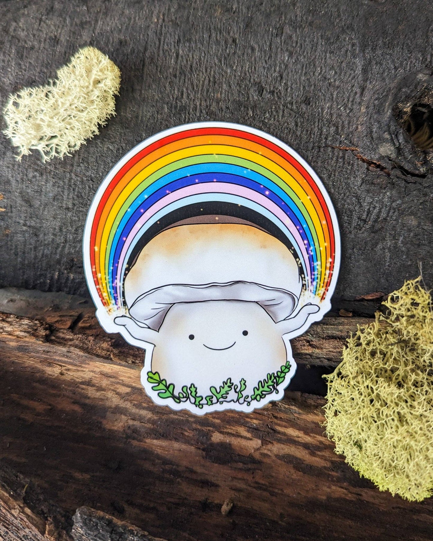 Porcini Mushroom Sticker: Holographic Laminate
