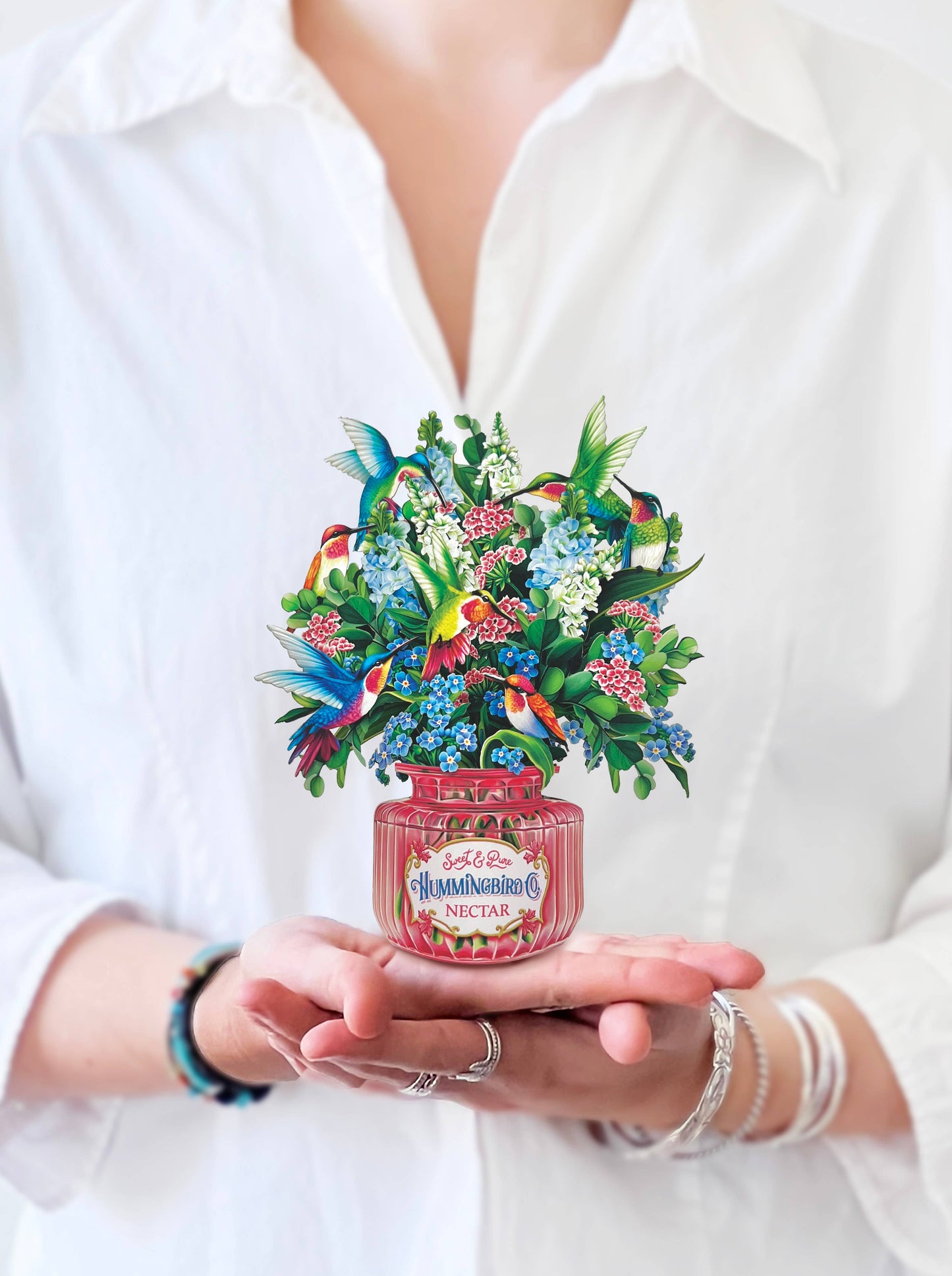 FreshCut Paper LLC - Mini Hummingbird Oasis  (10 Mini Pop-up Greeting Cards)