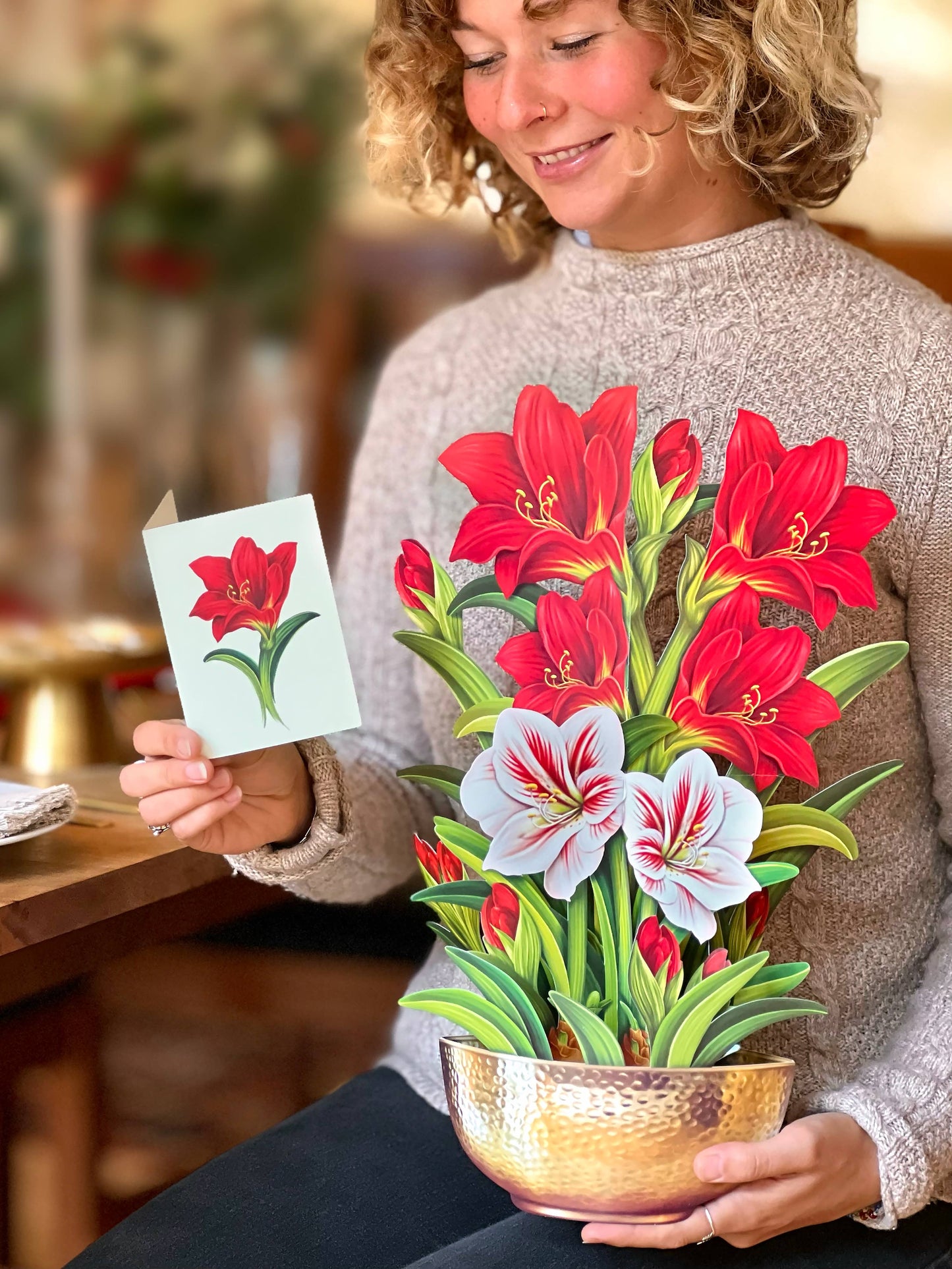 Scarlet Amaryllis Pop-up Greeting Card