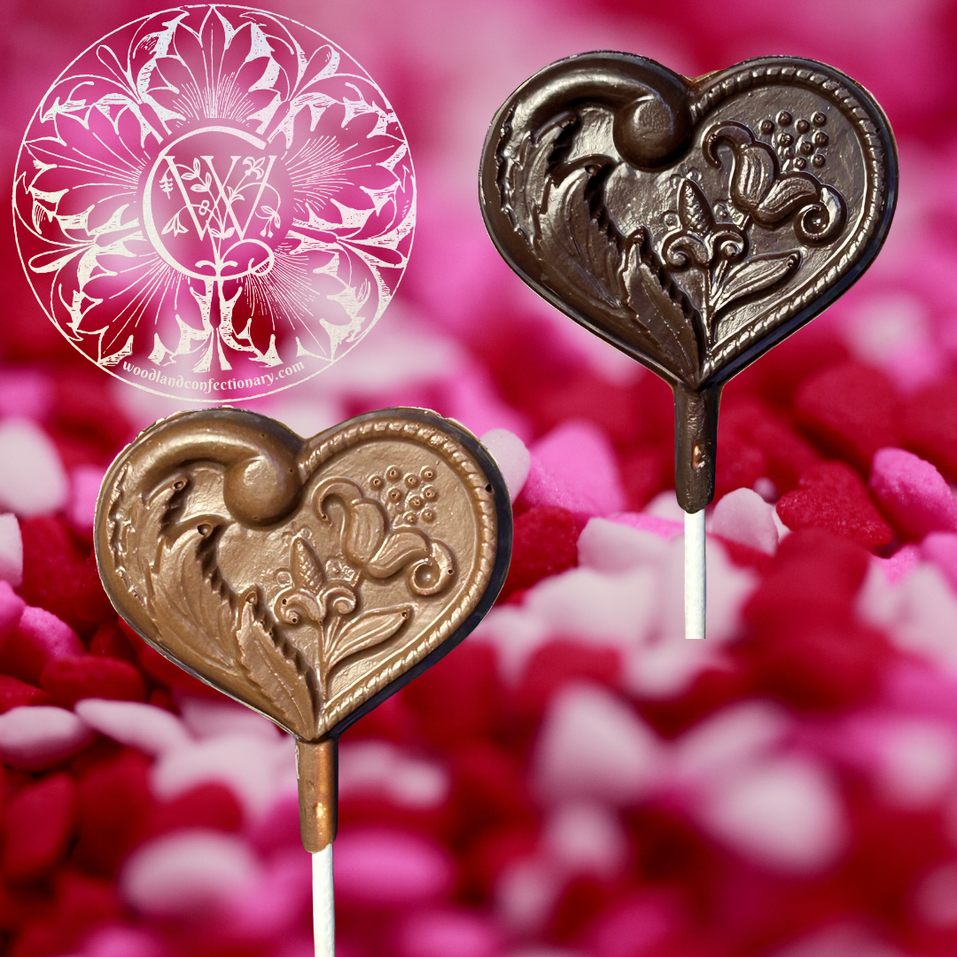 Flower in Heart Chocolate Lollipop