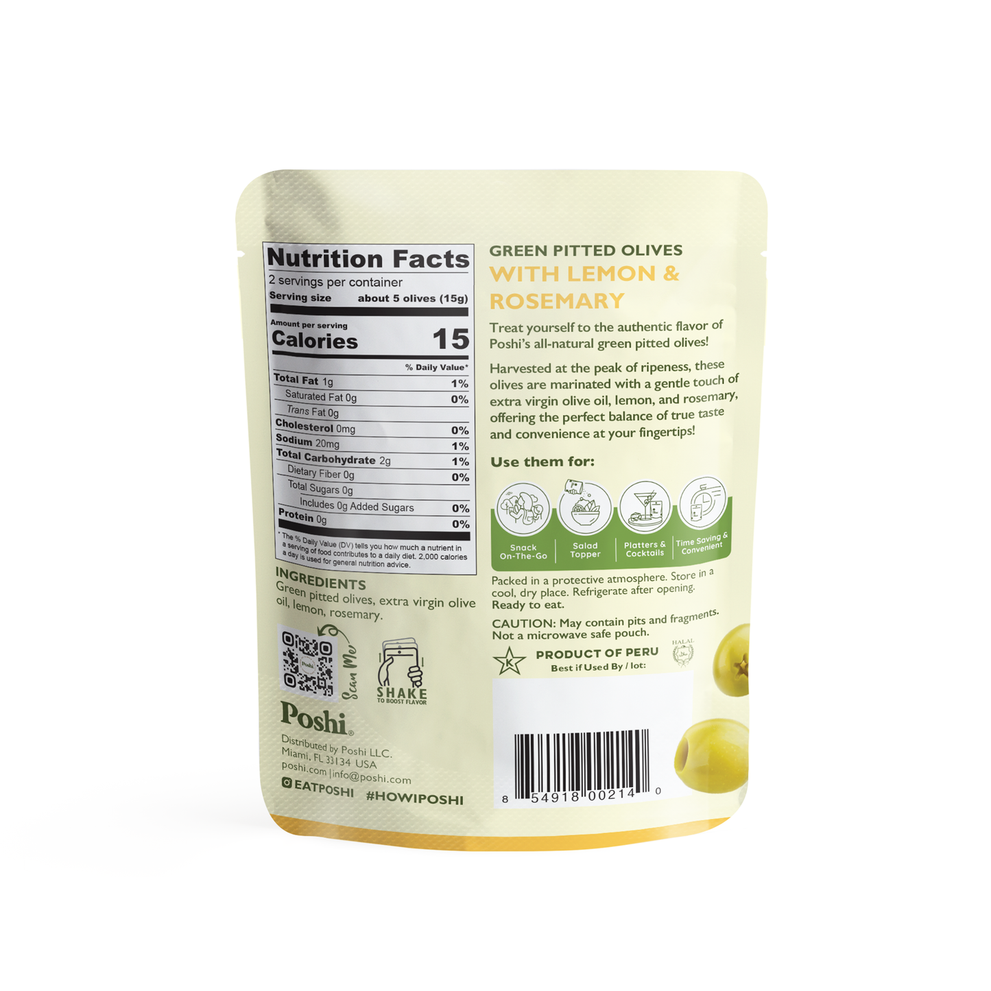 Lemon & Rosemary Pitted Green Olives