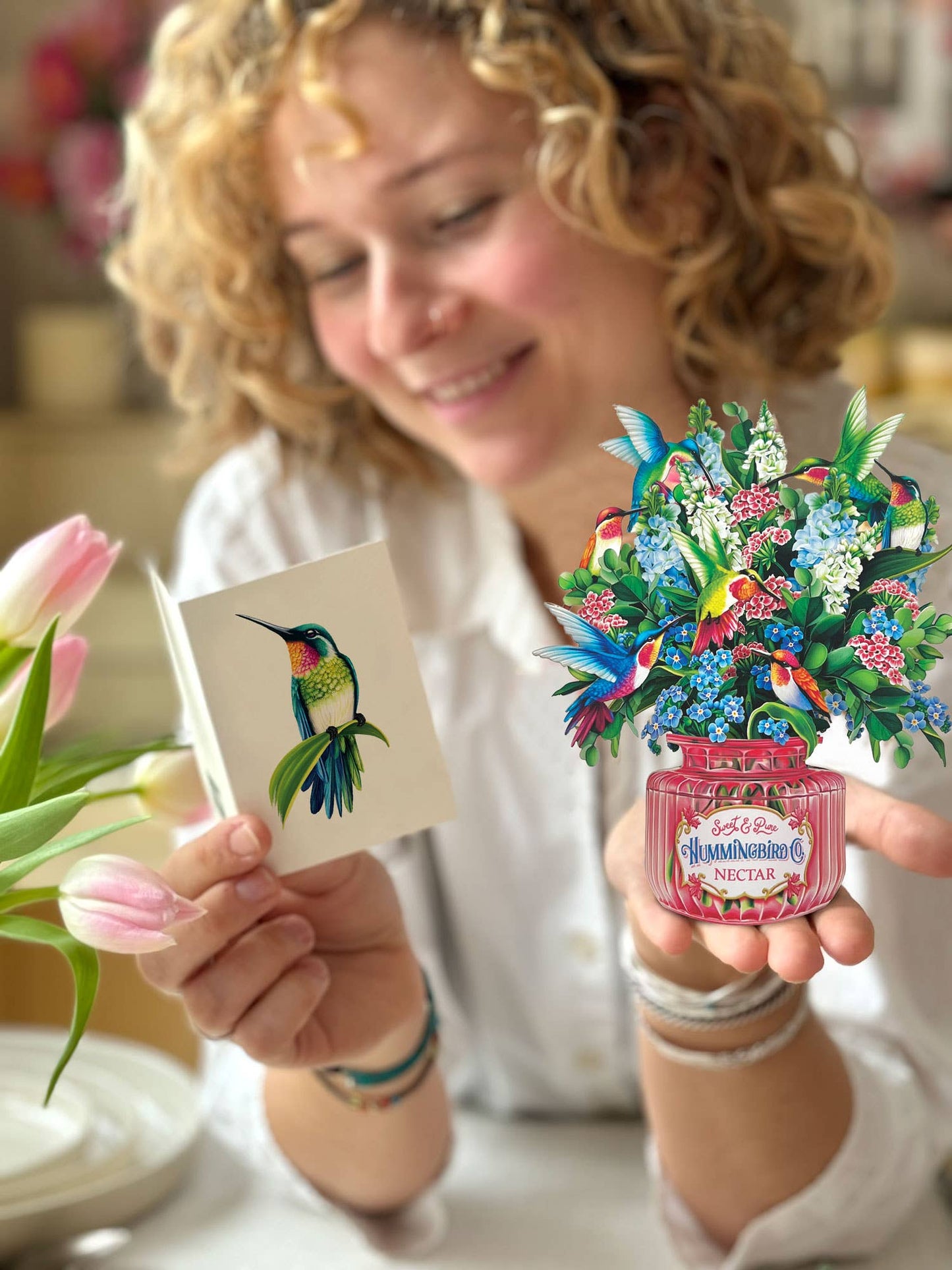 FreshCut Paper LLC - Mini Hummingbird Oasis  (10 Mini Pop-up Greeting Cards)