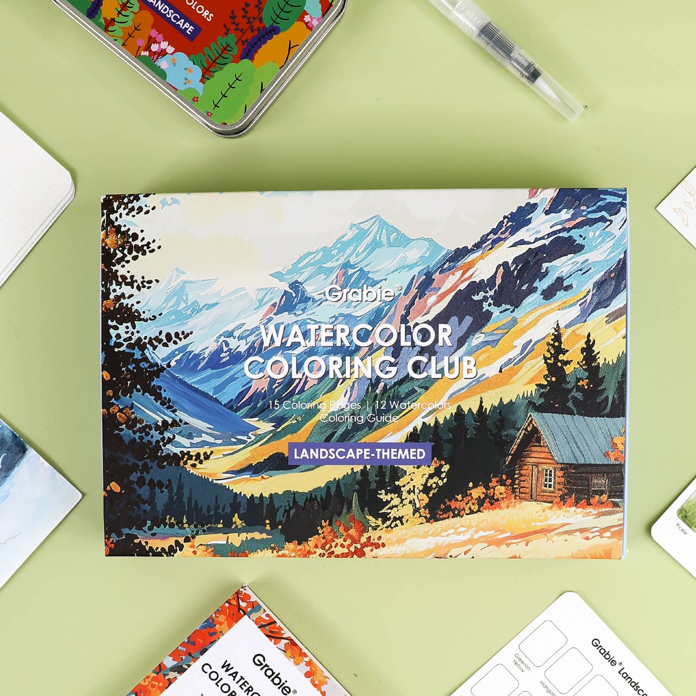 Landscape-Themed Watercolor Coloring Club Box