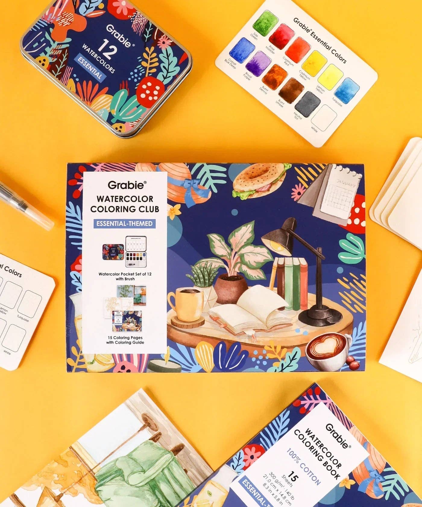 Grabie - Essential-Themed  Watercolor Coloring Club Box