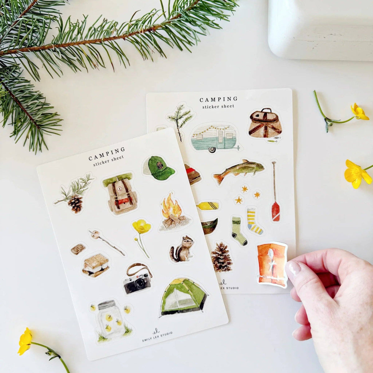 Camping sticker sheets