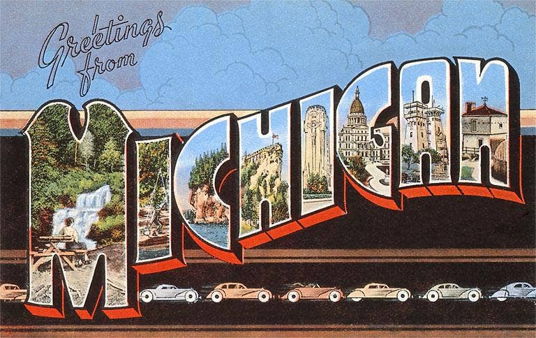 Greetings from Michigan - Vintage Image, Postcard