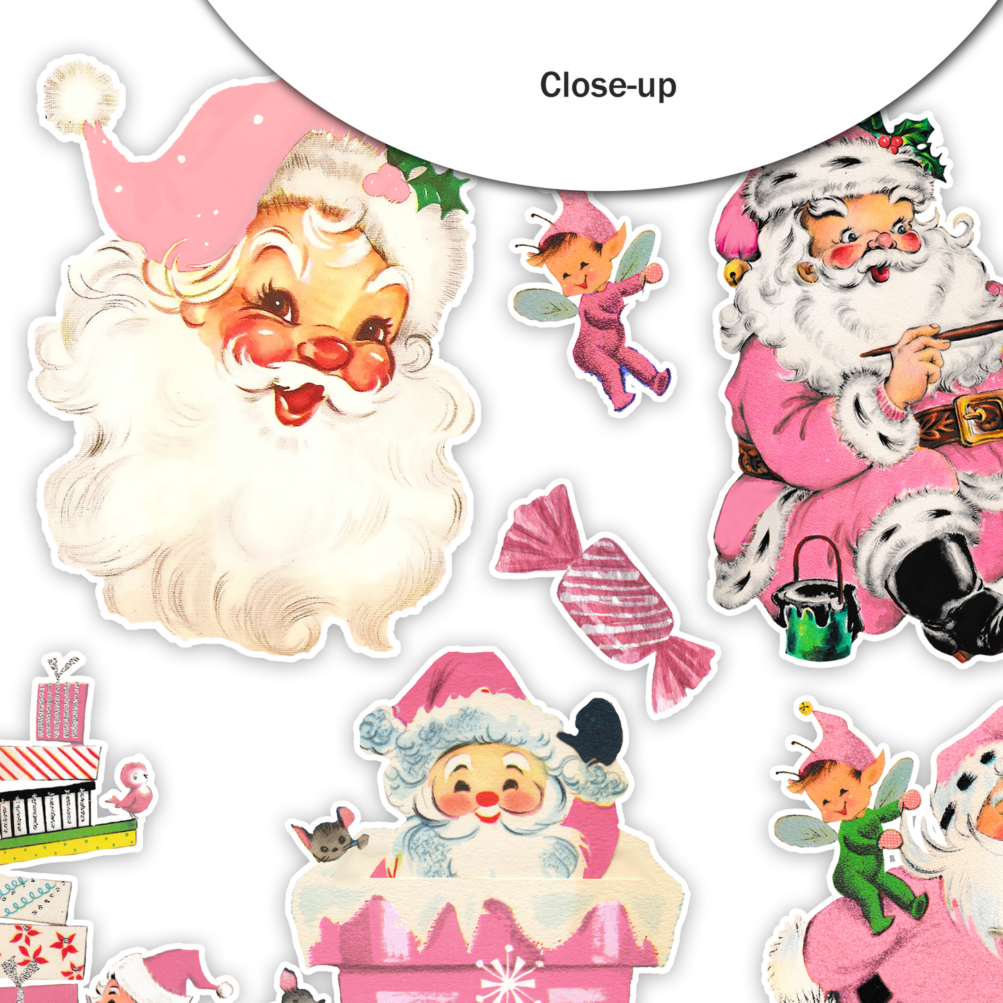 Vintage Pink Santa Claus Ephemera