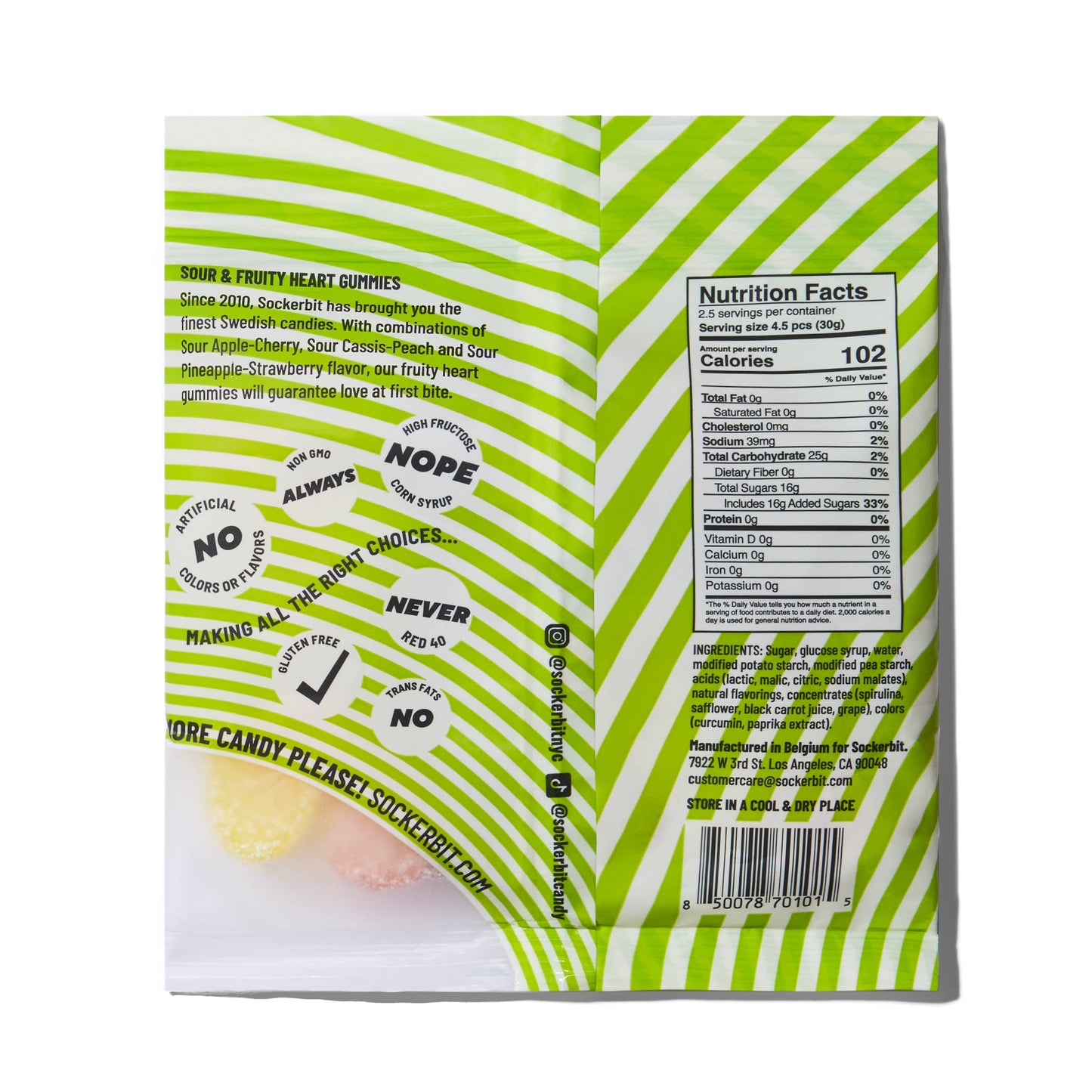 Sour Fruity Heart Gummies Swedish Gummies 2.8oz