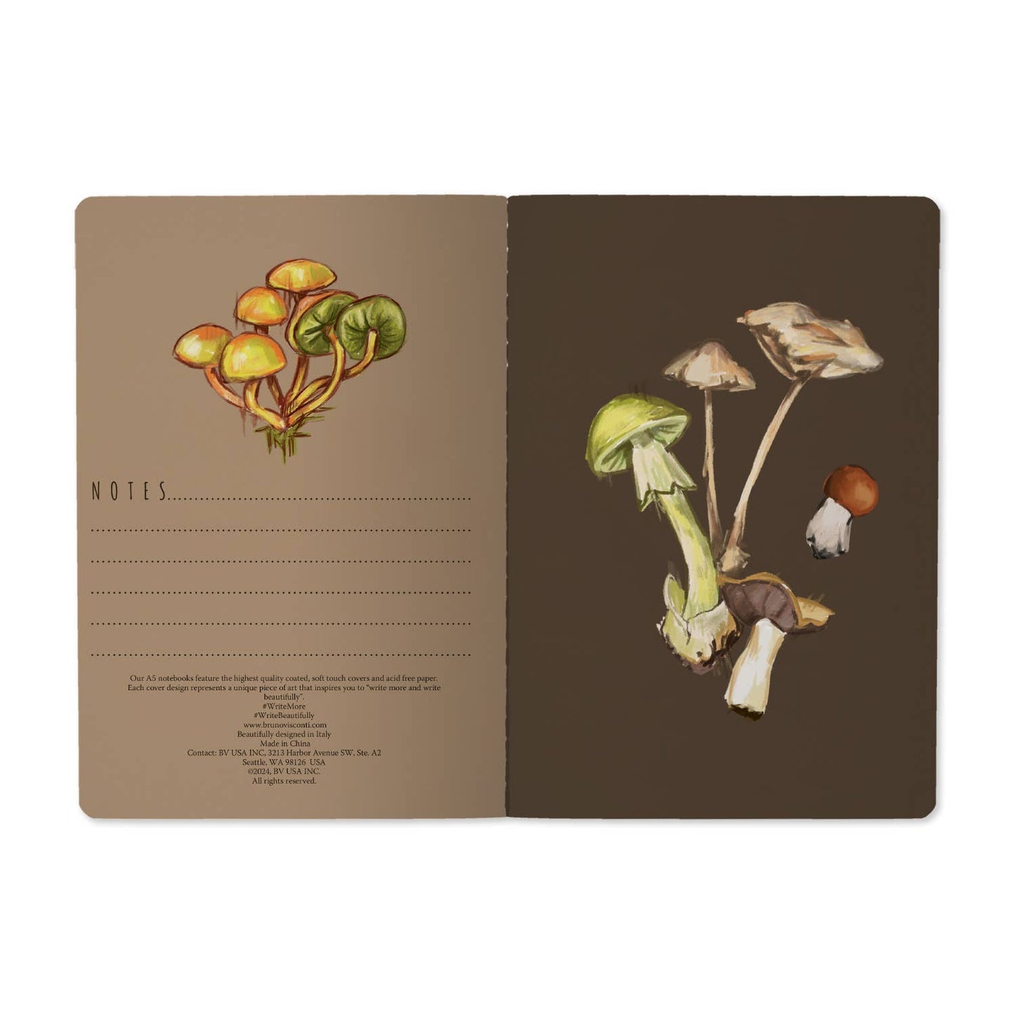 Mushrooms on Black Notebook