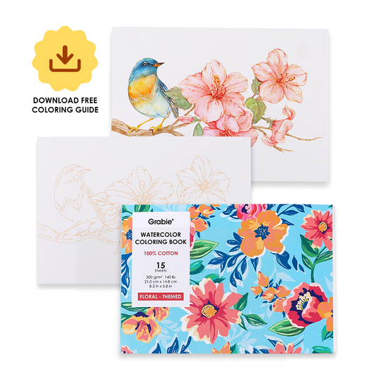 Floral-Themed Watercolor Coloring Book