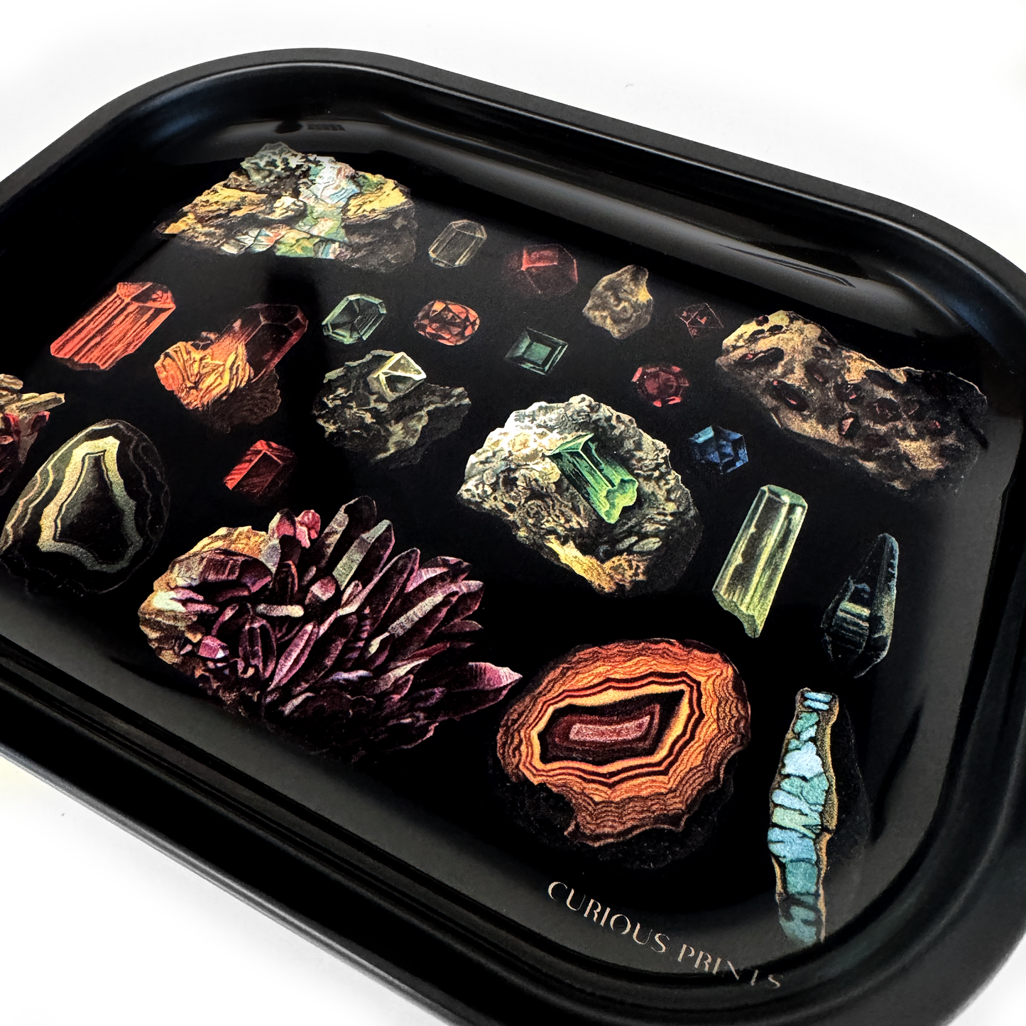 Dark Gemstones Crystals Trinket/Rolling Tray