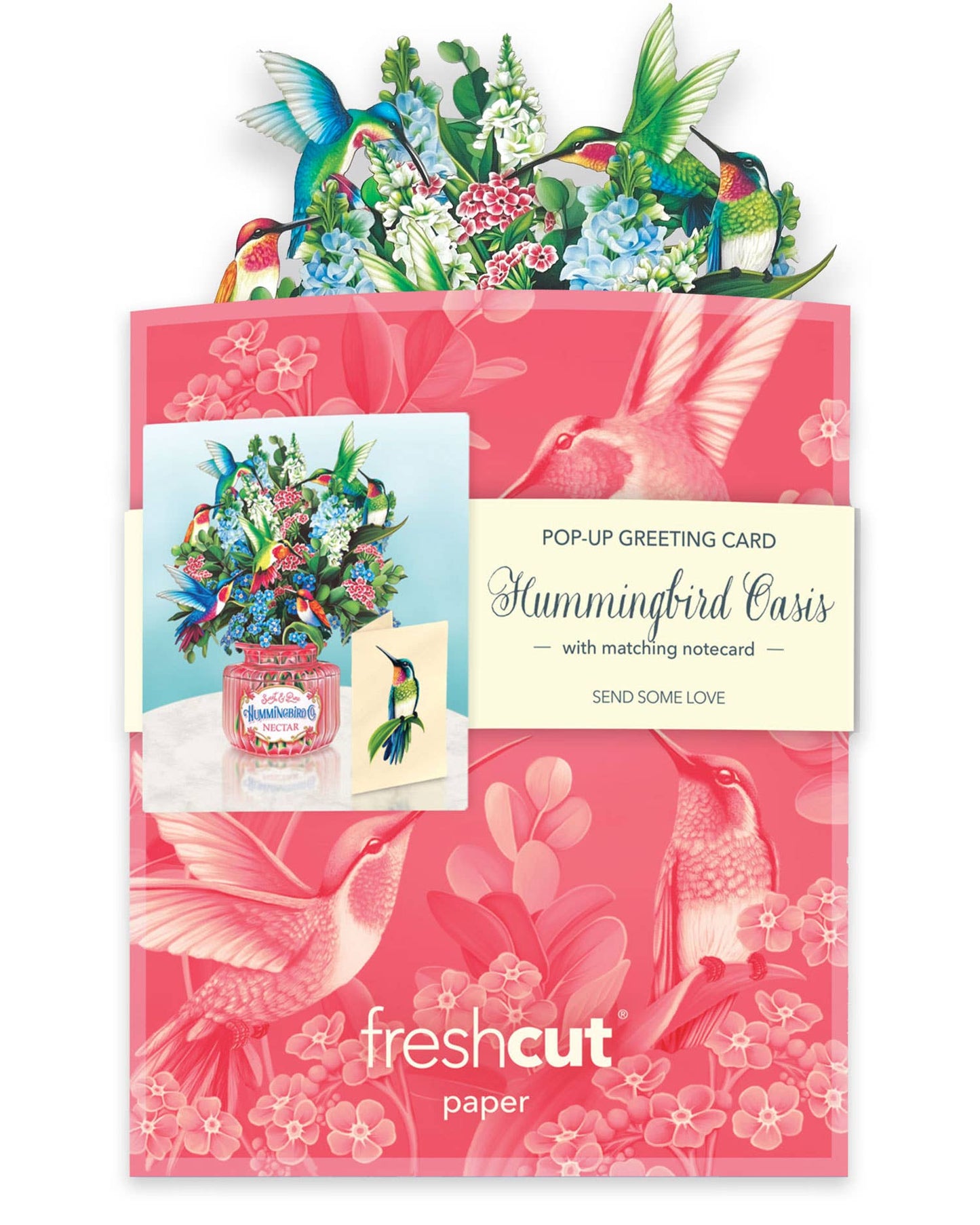 FreshCut Paper LLC - Mini Hummingbird Oasis  (10 Mini Pop-up Greeting Cards)