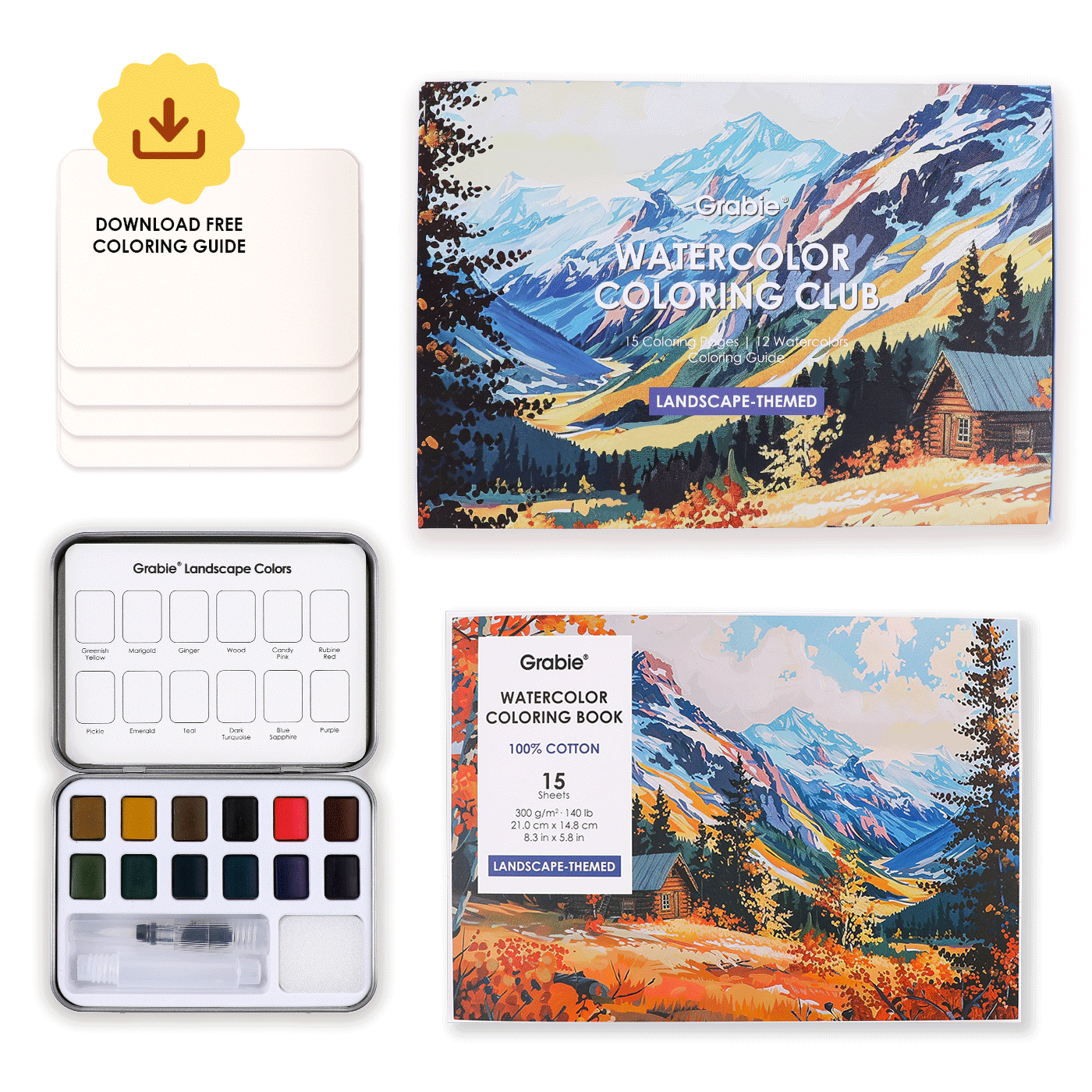 Landscape-Themed Watercolor Coloring Club Box