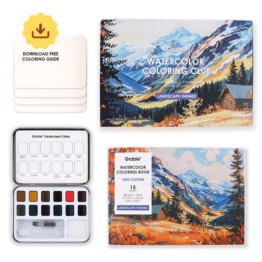 Landscape-Themed Watercolor Coloring Club Box