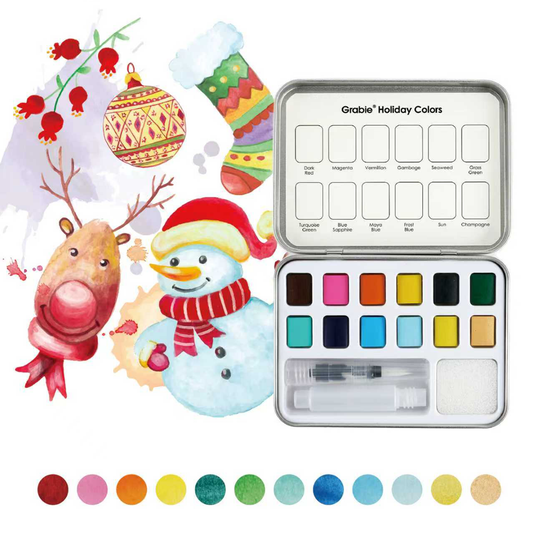 Holiday-Themed  Watercolor Coloring Club Box