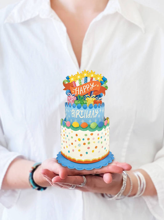 FreshCut Paper LLC - Mini Confetti Birthday Cake (10 Mini Pop-up Greeting Cards)
