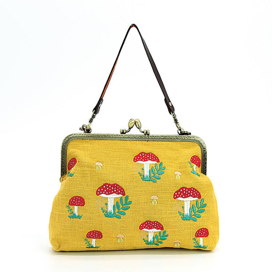 Mushrooms Kisslock Bag in Yellow