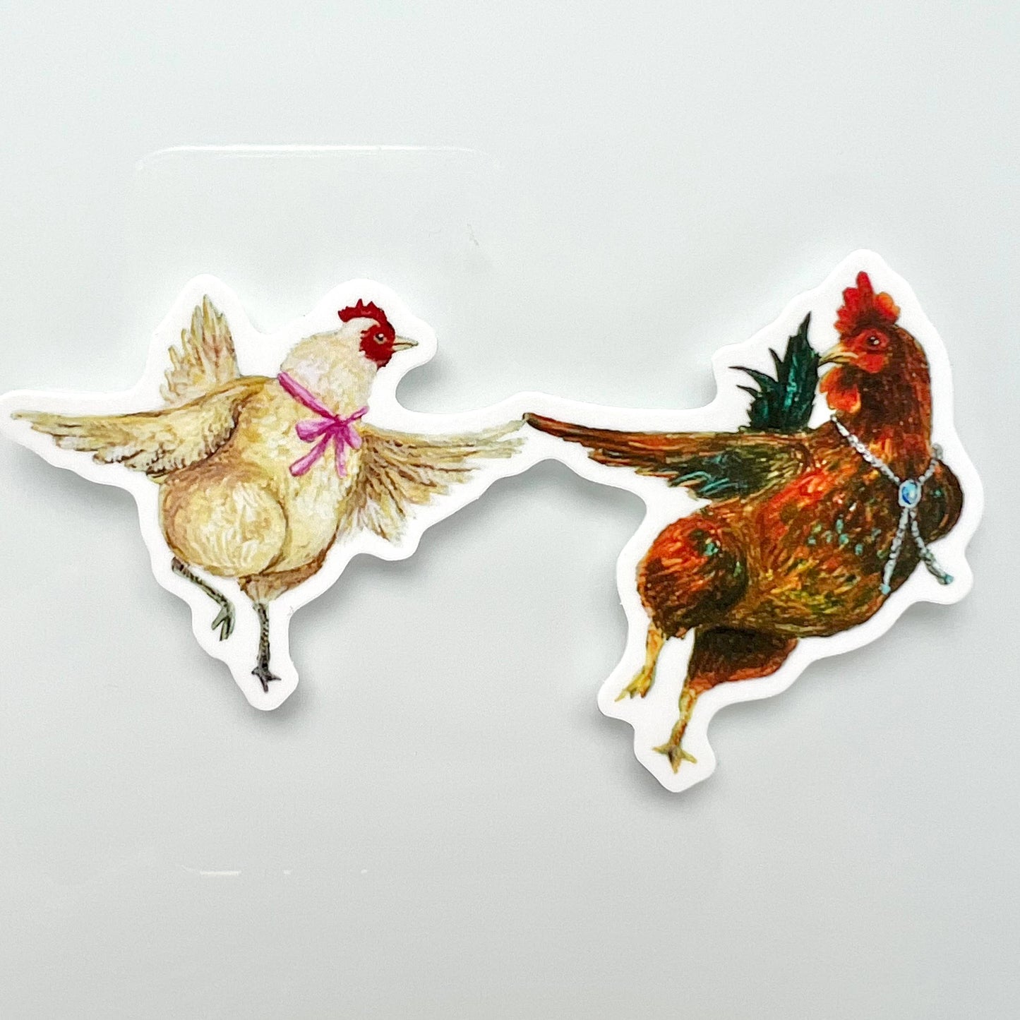 Dancing Rooster & Hen Vinyl Sticker