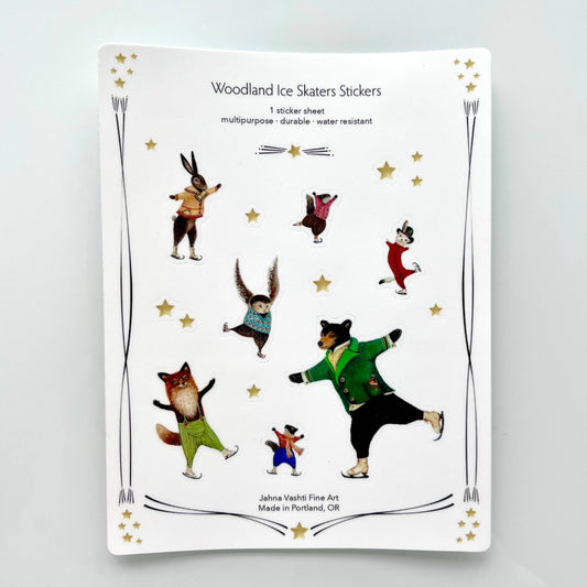 Woodland Ice Skaters Sticker Sheet