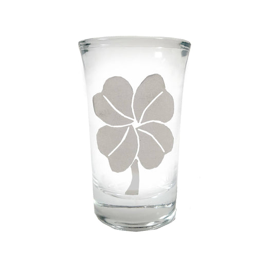 Four Leaf Clover Engraved Shot Glass, Irish Shamrock