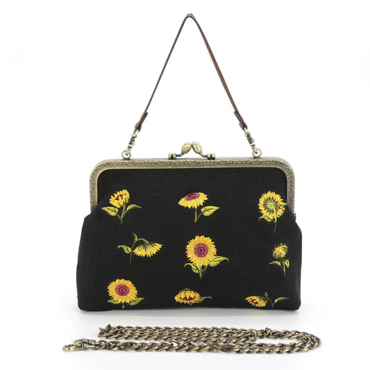 Sunflower Kiss Lock Bag in Black