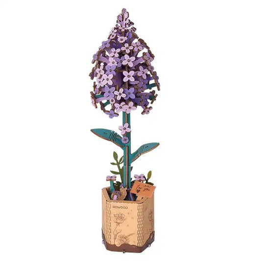 Lilac Wooden Flower 3D Puzzle