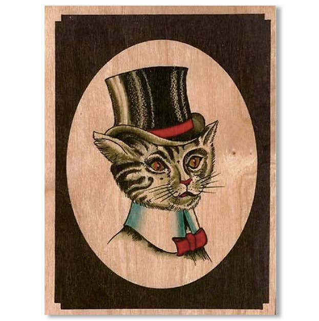 Mr. Kitty wooden card