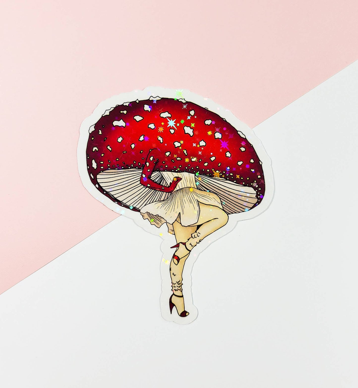 Miss Amanita Holographic | Sexy Mushroom Pinup Girl Sticker