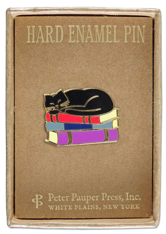 Cat with Books Hard Enamel Pin