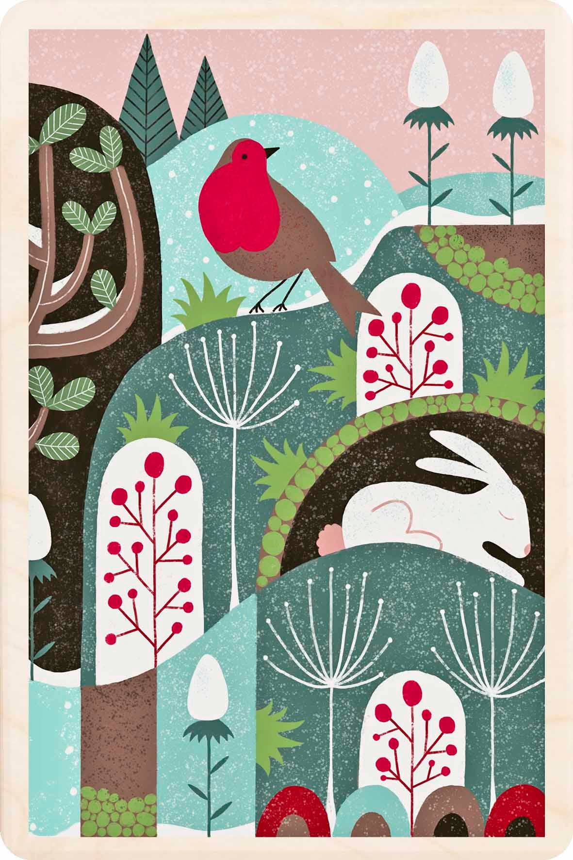 ROBIN sustainable wood Christmas card