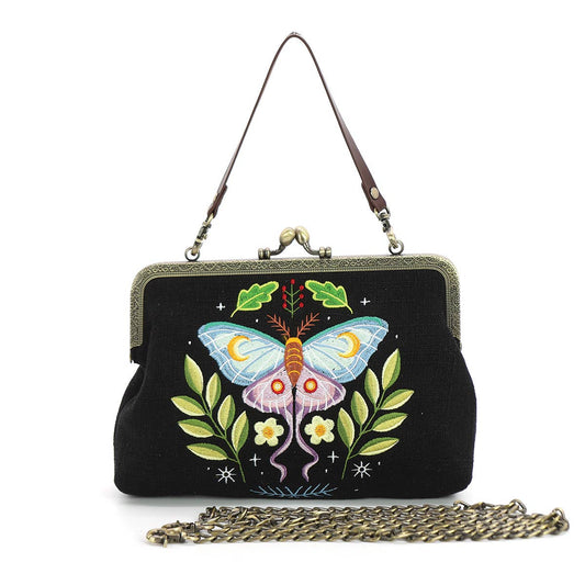 Butterfly Vintage Kisslock Bag: Purple