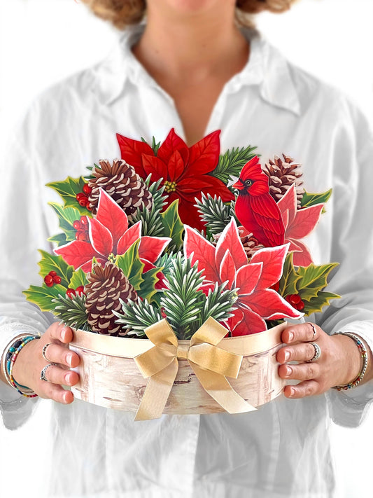 Birch Poinsettia Pop-up Greeting Card