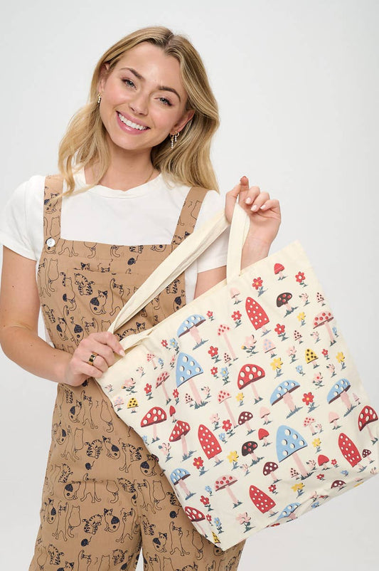 Mushroom Floral Tote Bags